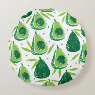 Cojín Redondo Aguacate, estampado texturado, patrón sin fisuras.