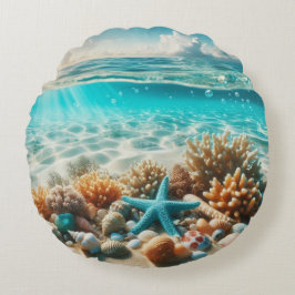 Cojín Redondo Aguas Marinas Tropicales De Los Océanos Marinos Y