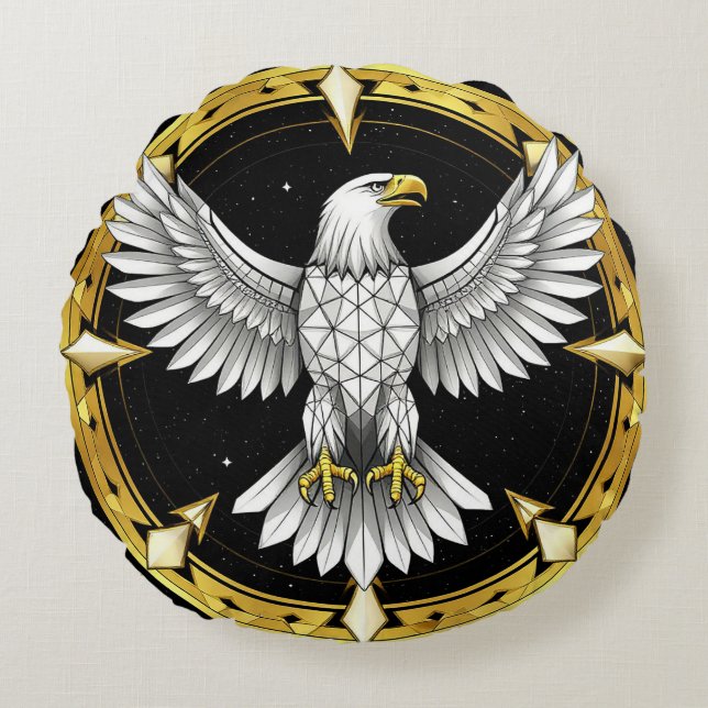 Cojín Redondo Águila abstracta con alas extendidas Moderna elega (Anverso)
