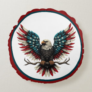 Cojín Redondo Águila calva norteamericana/estadounidense patriót