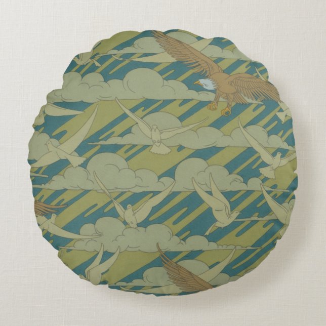 Cojín Redondo Águila y paloma (Anverso)