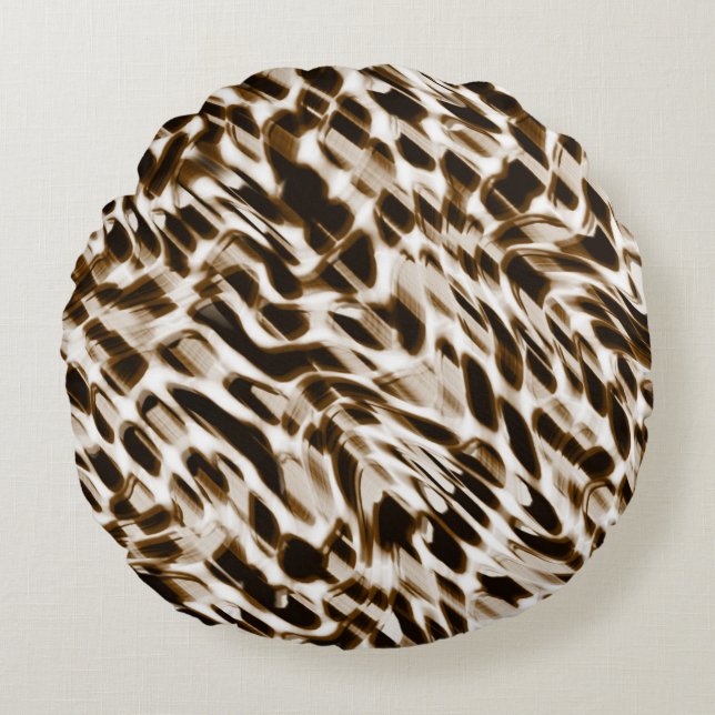 Cojín Redondo Agujeros torcidos marrones en movimiento, oscuros  (Anverso)