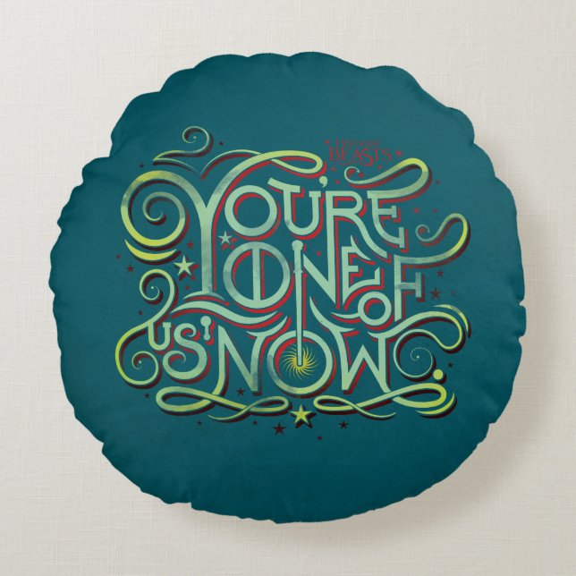 Cojín Redondo Ahora eres uno de nosotros, Green Graphic (Anverso)