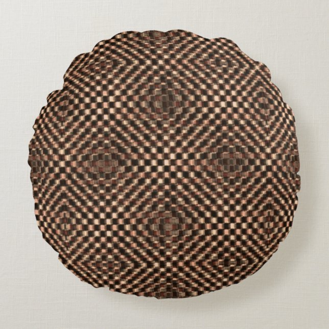 Cojín Redondo Ajedrez marrón desordenado y desordenado entre sí (Anverso)