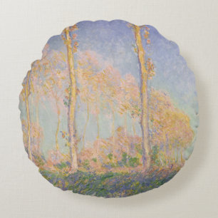 Cojín Redondo Álamos, paisaje impresionista, Claude Monet