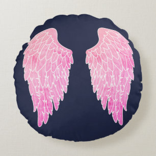 Cojín Redondo Alas de ángel rosado