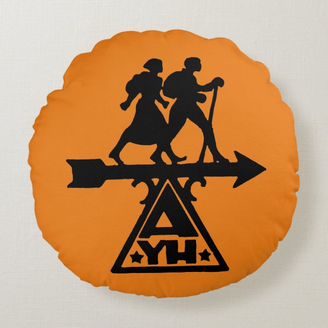 Cojín Redondo Albergues juveniles americanos (Anverso)