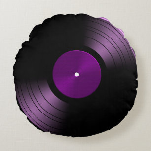 Cojín Redondo Álbum de discos de los años 70 Vinyl