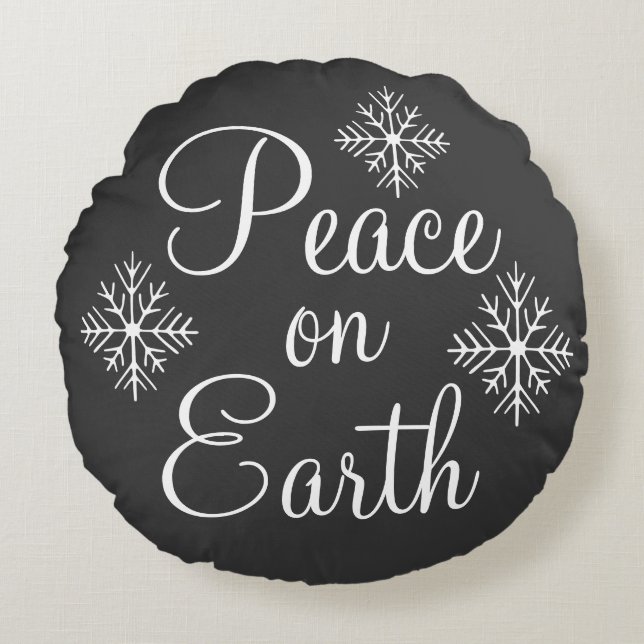 Cojín Redondo Alcalkboard Peace on Earth Pillow (Anverso)