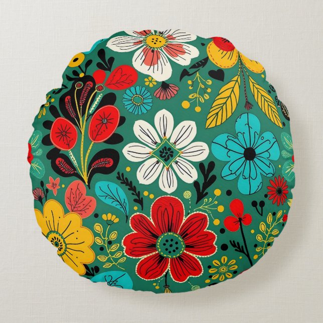 Cojín Redondo Alegría de otoño N01 (Anverso)