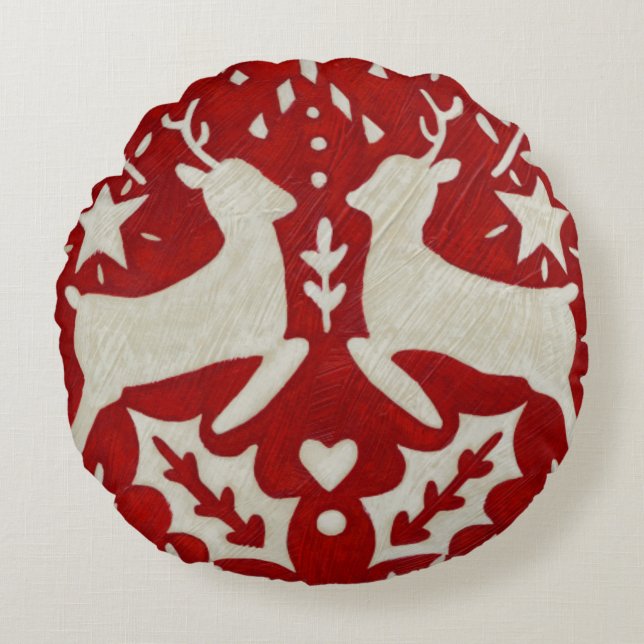 Cojín Redondo Alegría I del navidad (Anverso)