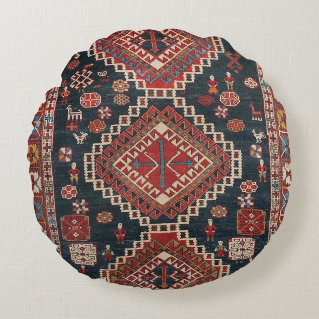 Cojín Redondo Alfombra de Karbistán Turco Oriental Antigua Persa (Anverso)