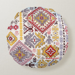 Cojín Redondo Alfombra india, paisley mandala, yoga