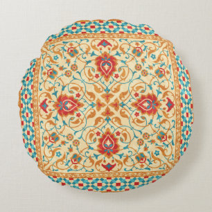 Cojín Redondo Alfombra oriental, adorno ornamental floral, estíl