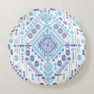Cojín Redondo Alfombra paisley india, patrón de mandala étnica.