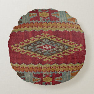 Cojín Redondo Alfombra Turca de Kilim