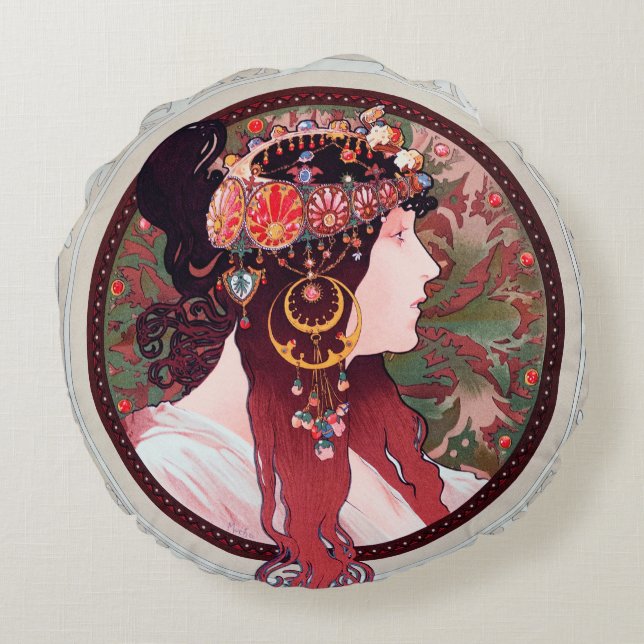 Cojín Redondo Alfonso Mucha (Reverso)