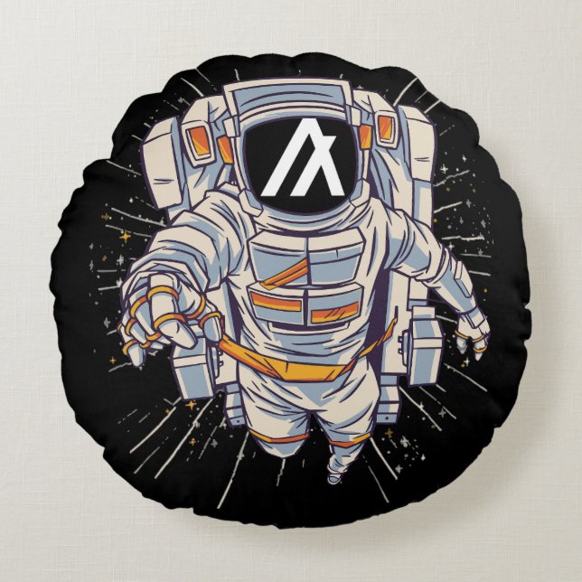 Cojín Redondo Algorand Astronaut - Algo Crypto (Anverso)