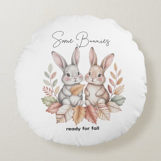 Cojín Redondo Algunos conejitos listos para caer (Anverso)