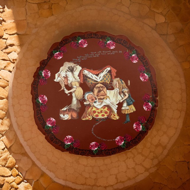 Cojín Redondo Alice Duchess Cheshire Cat Burgundy Pouf (Subido por el creador)