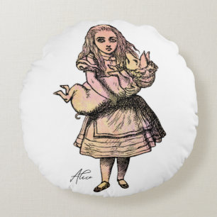 Cojín Redondo Alicia y cerdo vintage