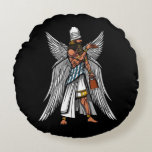 Cojín Redondo Alien Anunnaki Dios antiguo Rey Sumeriano<br><div class="desc">Alien Anunnaki Dios Antiguo Rey Sumeriano diseño para amantes de conspiración alienígenas.</div>