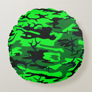 Cojín Redondo Alien Green Camo Round Pillow