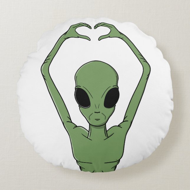 Cojín Redondo Alien Heart Pose (Anverso)