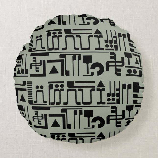 Cojín Redondo Alien Hieroglyphs (Anverso)