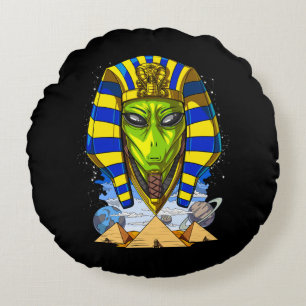 Cojín Redondo Alien Pharaoh Egipto Tutankhamun Anciano Annunaki