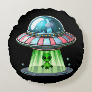 Cojín Redondo Alienígena que secuestra vacas