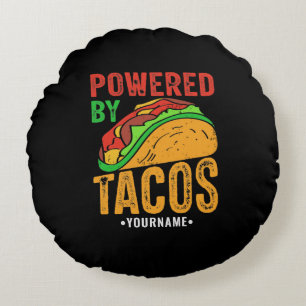 Cojín Redondo Alimentado por Tacos Mexicanos Food Lover