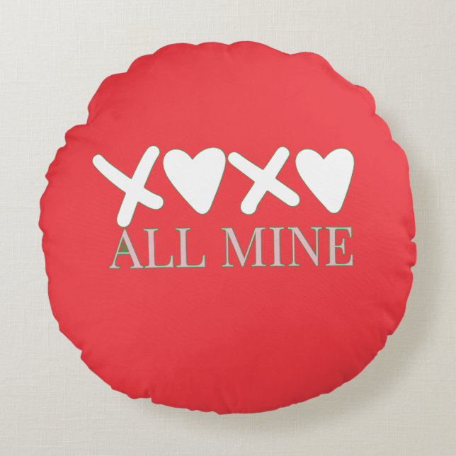 Cojín Redondo ALL MINE XOXO Valentine Shirt - Minimal Love Desig (Anverso)