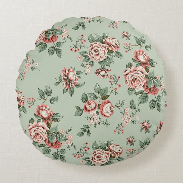 Cojín Redondo Allover multi motif flowers ornament Seamless patt (Anverso)