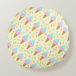 Cojín Redondo Almofada fofa com estampa contínua de sorvetes