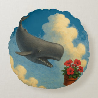 Cojín Redondo Almofada Redonda Whale & Bowl Of Petunias