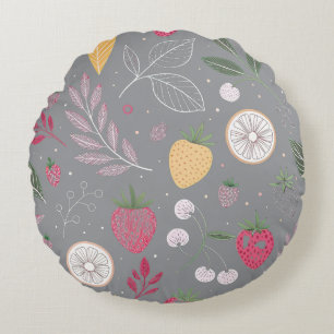 Cojín Redondo “Almohada Redonda Decorativa con Patrón de Frutas
