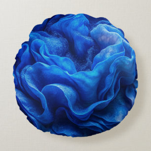 Cojín Redondo "Almohada Redonda Ola Abstracta Azul Profundo