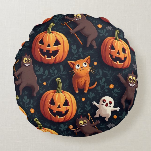 Cojín Redondo almohadilla de concepto de Halloween (Anverso)