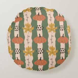 Cojín Redondo Almohadilla redonda de calabaza dibujada a mano y 