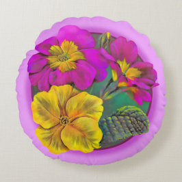 Cojín Redondo Almohadilla rosa amarillo verde yema