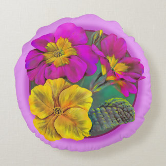 Cojín Redondo Almohadilla rosa amarillo verde yema
