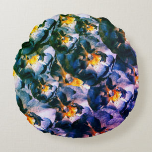 Cojín Redondo Almohadón Blue dream, Rosas Floral Dream