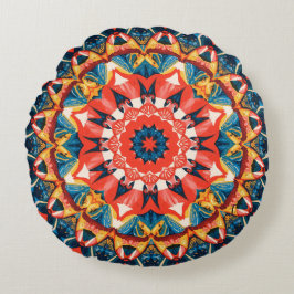 Cojín Redondo Almohadón con Combinación de Colores Abstracta