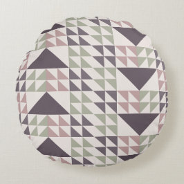 Cojín Redondo Almohadón con estampado geométrico de quilt rosa p