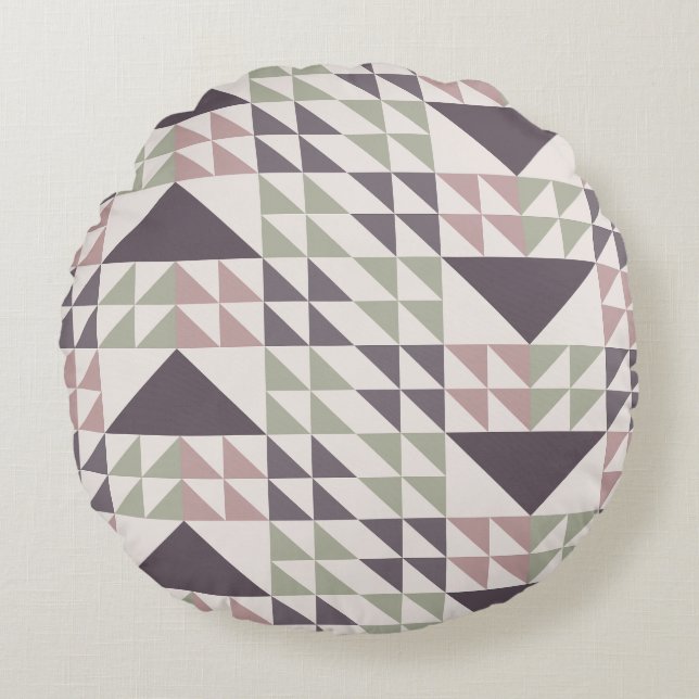 Cojín Redondo Almohadón con estampado geométrico de quilt rosa p (Anverso)