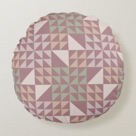 Cojín Redondo Almohadón con estampado geométrico de quilt rosa p