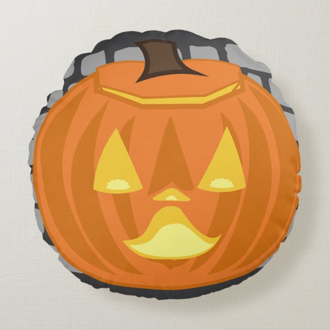 Cojín Redondo Almohadón de Jack-o’-lantern (Anverso)