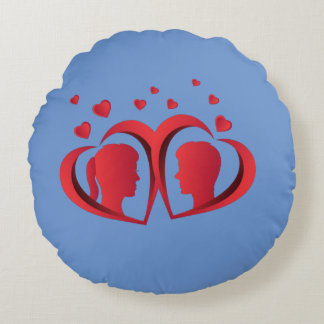 Cojín Redondo Almohadón de Pareja de Amor Rojo Acento de Decorac
