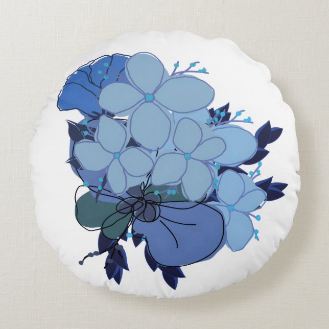 Cojín Redondo Almohadón de Sofá Azul (Anverso)